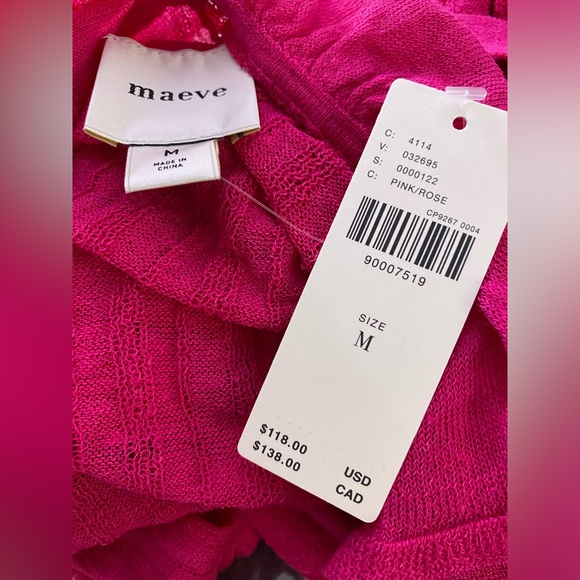 Anthropologie Maeve Linen Ruffled Wrap Cardigan Sweater size M pink new nwt - Picture 4 of 7